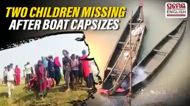 Two children went missing after a boat carrying four members of a family capsized in the Tantighai River