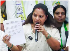 Suspended BRS leader Kavitha quits party, MLC post; Targets Harish Rao