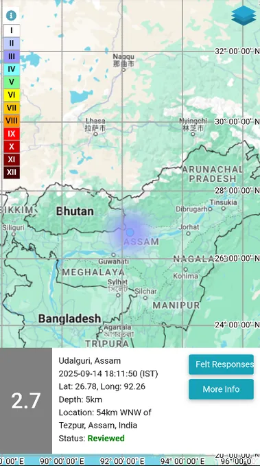 5.8 magnitude earthquake jolts Assam’s Udalguri