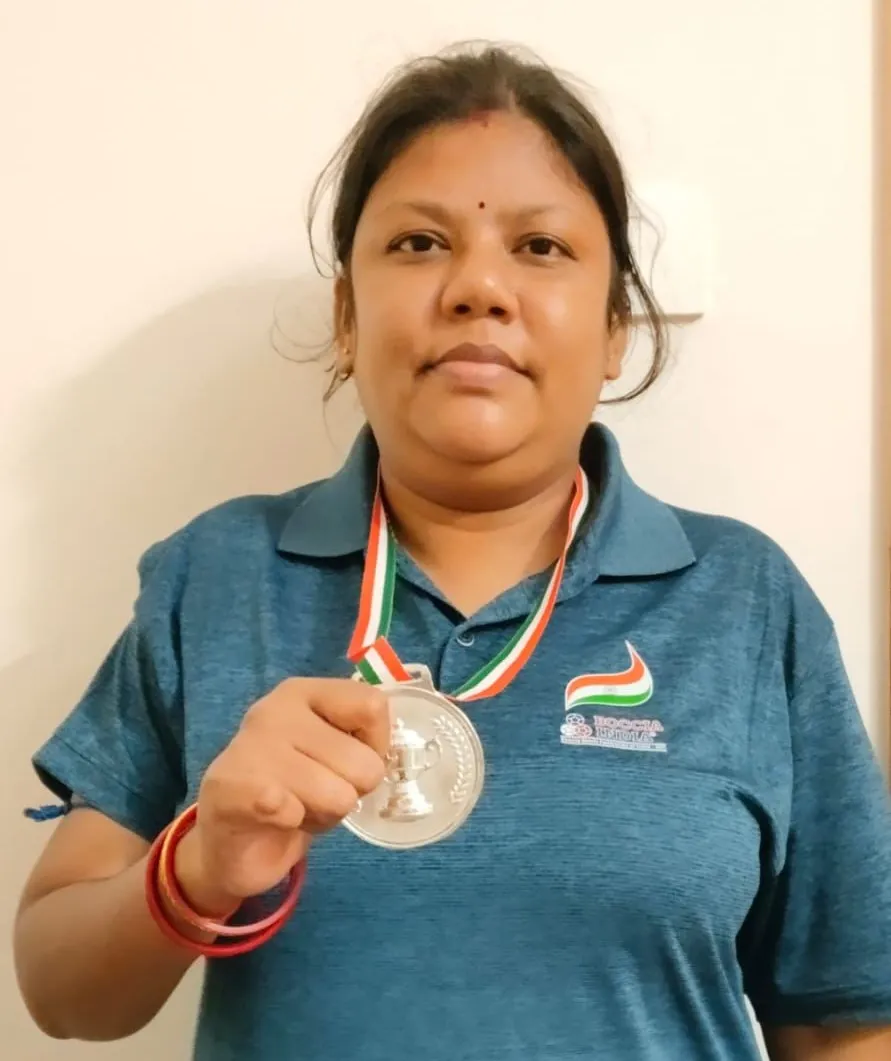 Para athlete Damayanti won silver in Boccia Federation cup 