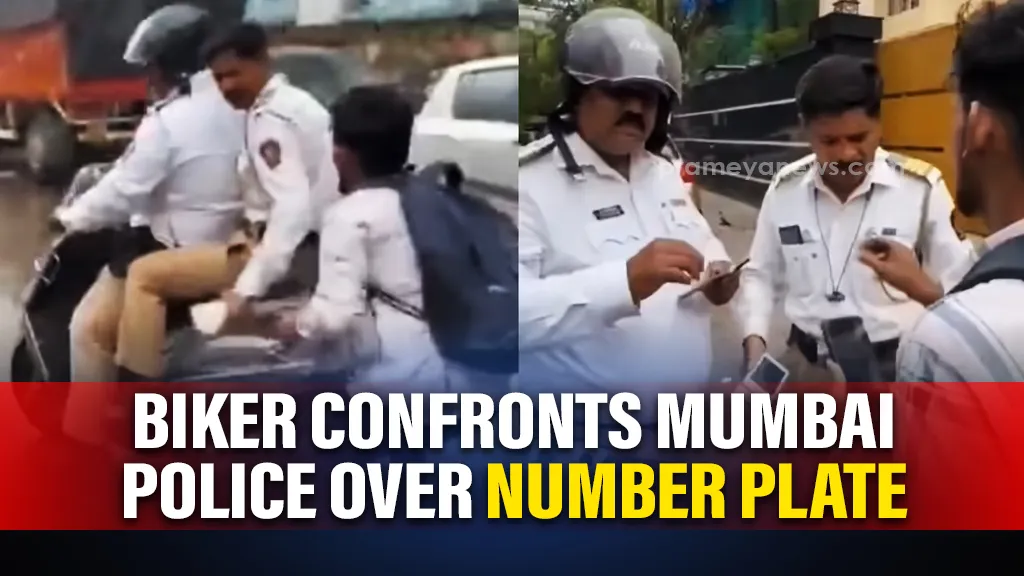 Biker confronts Mumbai Traffic Police over number plate issue, video goes viral