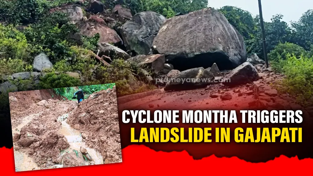 Landslides triggered by Cyclone Montha disrupt road connectivity in Gajapati