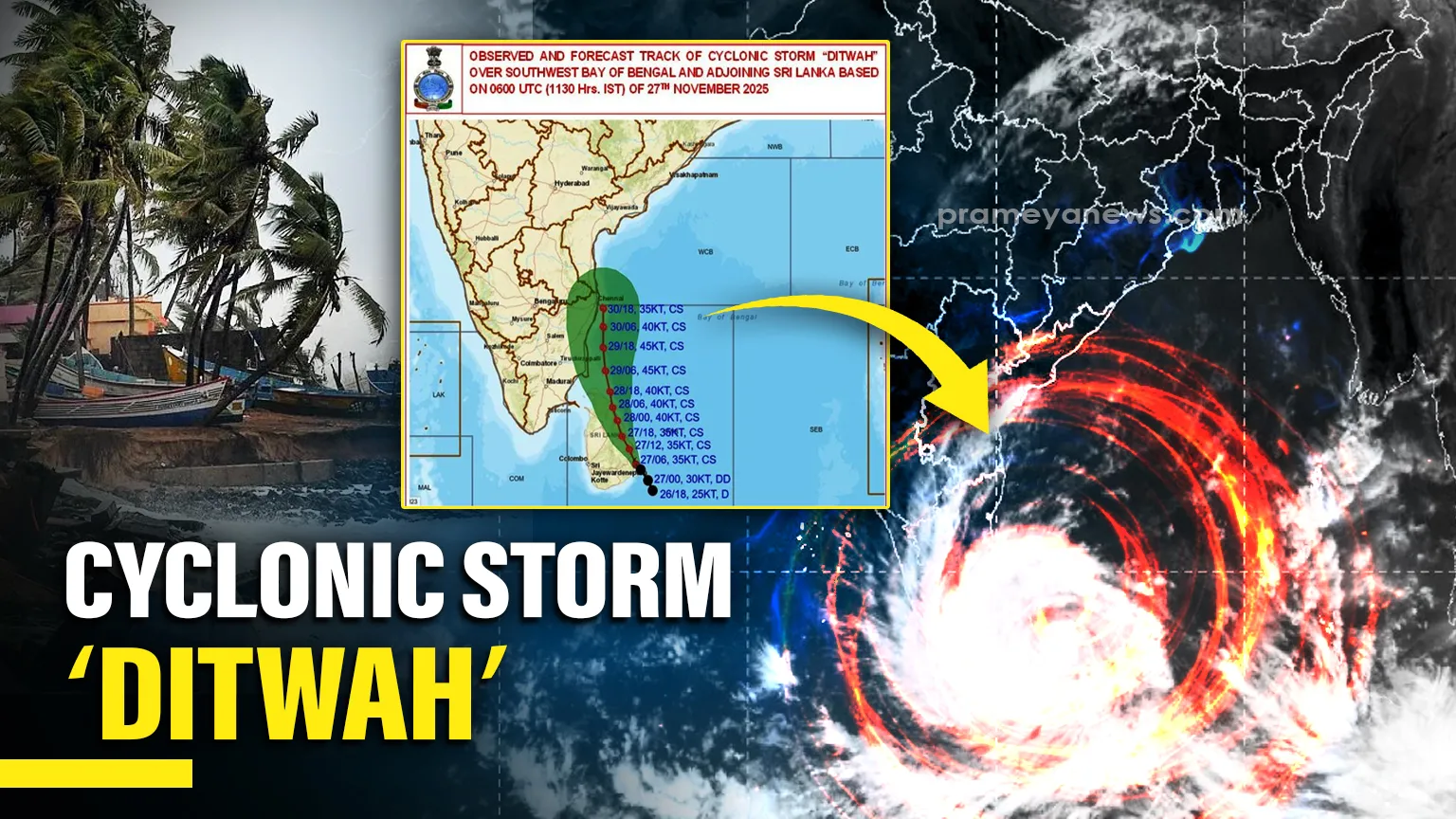 Cyclonic storm Ditwah moves towards Tamil Nadu, Puducherry, and Andhra Pradesh coastlines