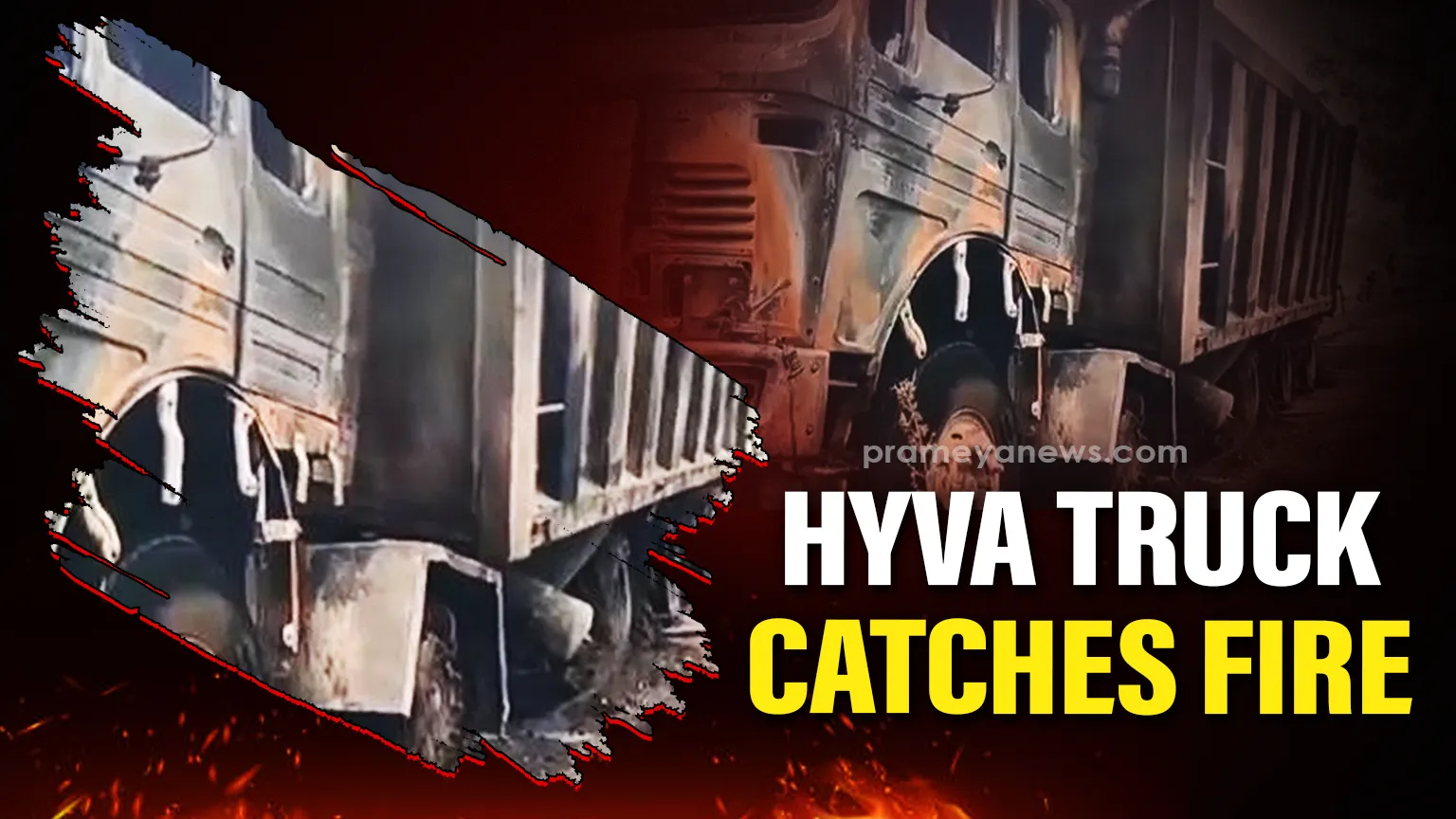 Hyva truck catches fire in Keonjhar, driver escapes unhurt