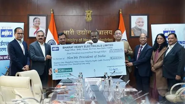 BHEL hands over 109 crore dividend cheque to Centre 