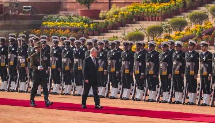 23rd Annual Summit: Vladimir Putin India Visit Begins with Tri-Services Guard of Honour and Bilateral Talks