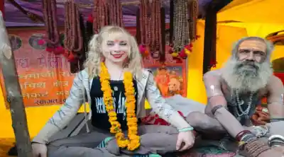 Italian Traveller Lucrezia embraces spirituality at Magh Mela in Prayagraj