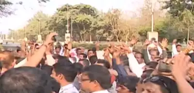 Odisha: Supporters of suspended BJD Patkura MLA protest at Party HQ, demand revocation of suspension