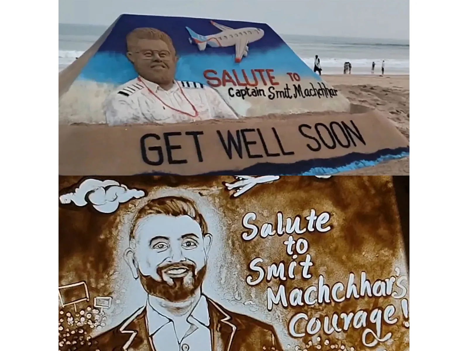 Sudarshan Pattnaik, Manas Sahoo create sand art saluting Captain Smit Machchhar