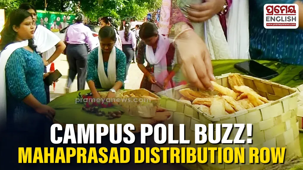 Ramadevi university polls: BCJD candidate distributes Mahaprasad to voters

