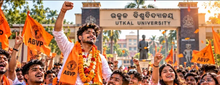 ABVP scores big at Utkal University, Abhiram Mishra elected President