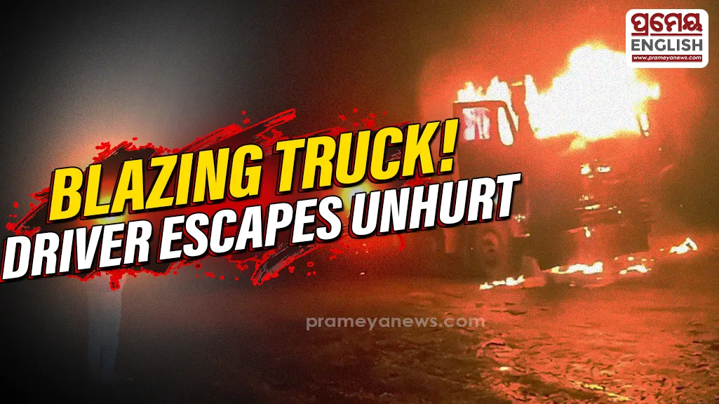 Iron Ore-laden truck catches fire in Odisha’s Keonjhar, driver escapes

