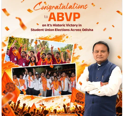 Odisha CM Majhi congratulates ABVP on victory in student union elections