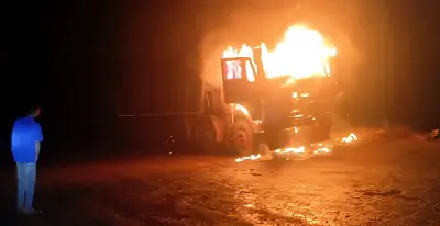 Iron Ore-laden truck catches fire in Odisha’s Keonjhar, driver escapes