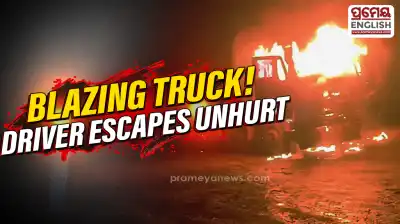 Iron Ore-laden truck catches fire in Odisha’s Keonjhar, driver escapes