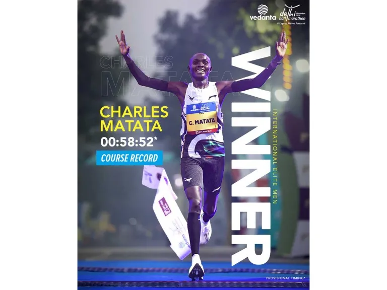 Charles Matata shatters previous course record to claim men's elite title at Delhi Half Marathon