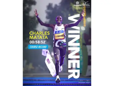 Charles Matata shatters previous course record to claim men's elite title at Delhi Half Marathon