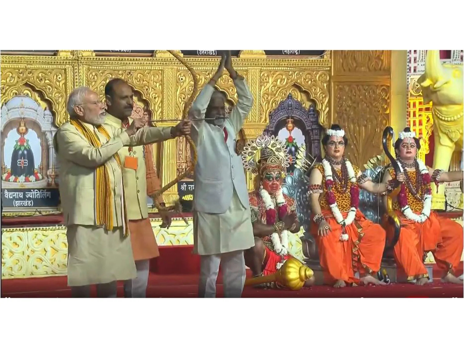PM Modi burns Ravana effigy at Dussehra celebrations in Delhi