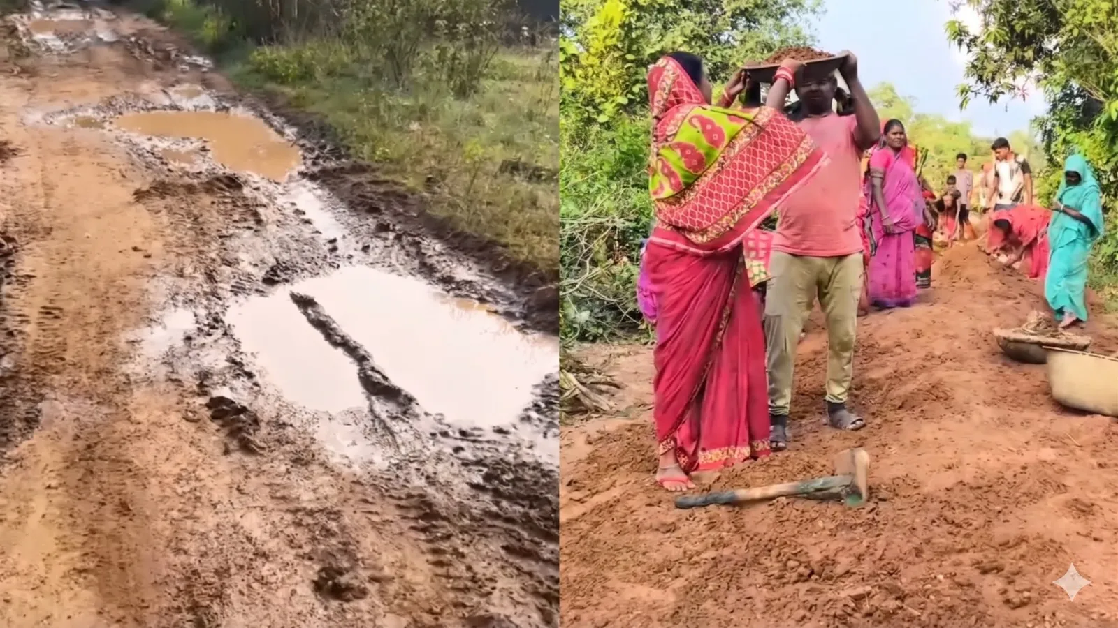 Villagers repair road after official apathy