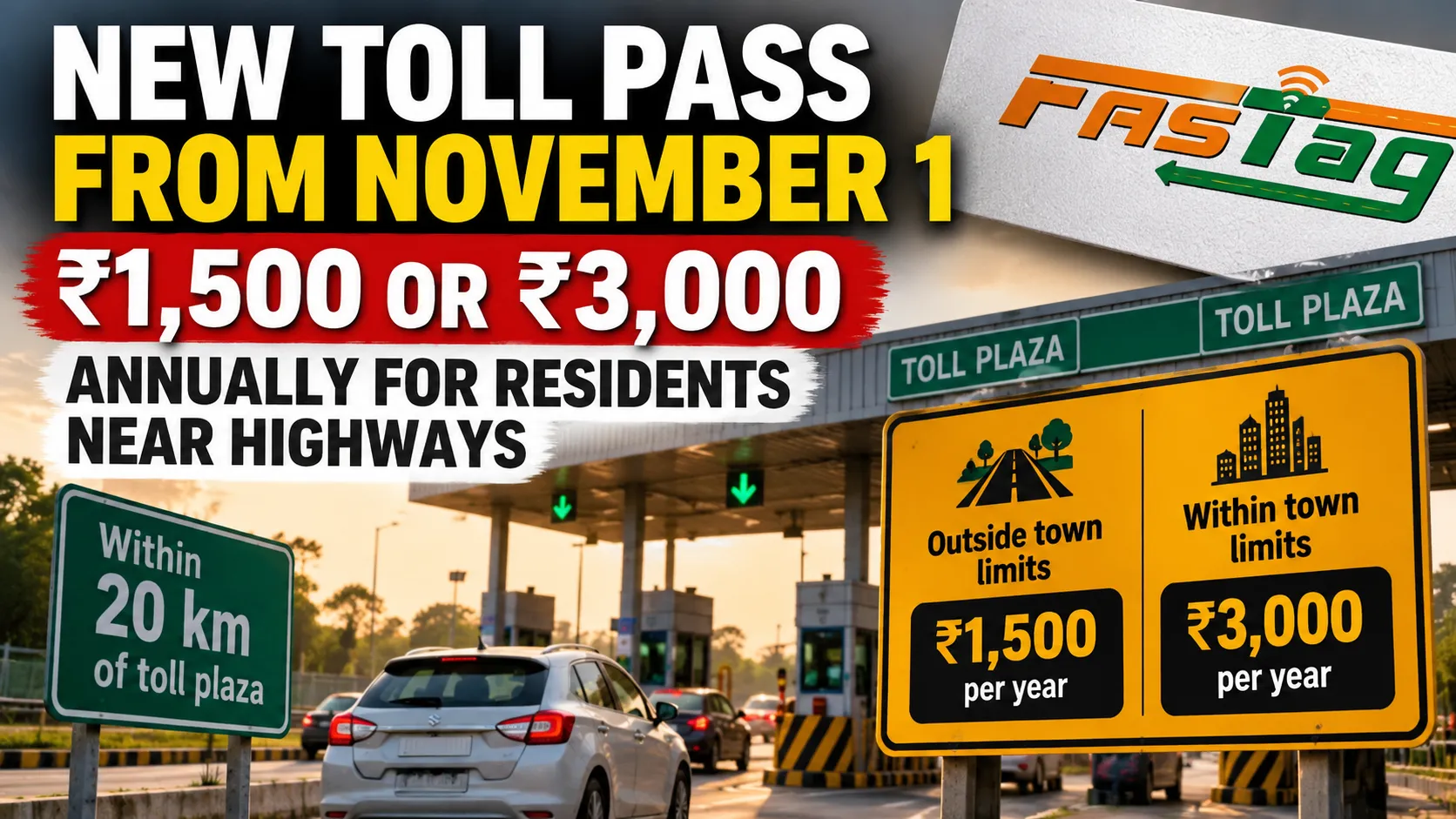 New toll pass from Nov 1 for residents living within 20 km of toll plazas