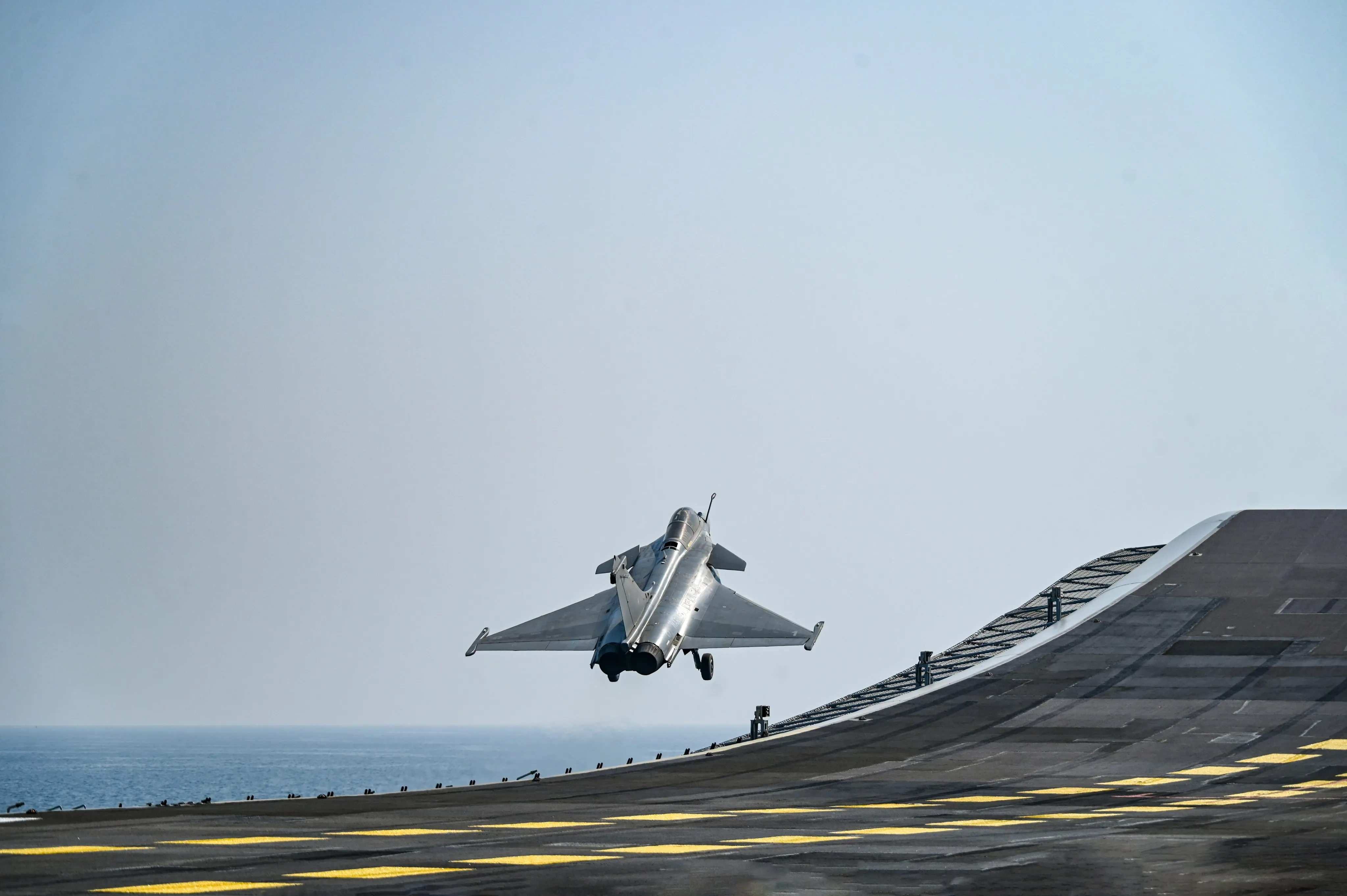 Rafale Marine aircraft makes maiden landing on INS Vikrant during ongoing trials
