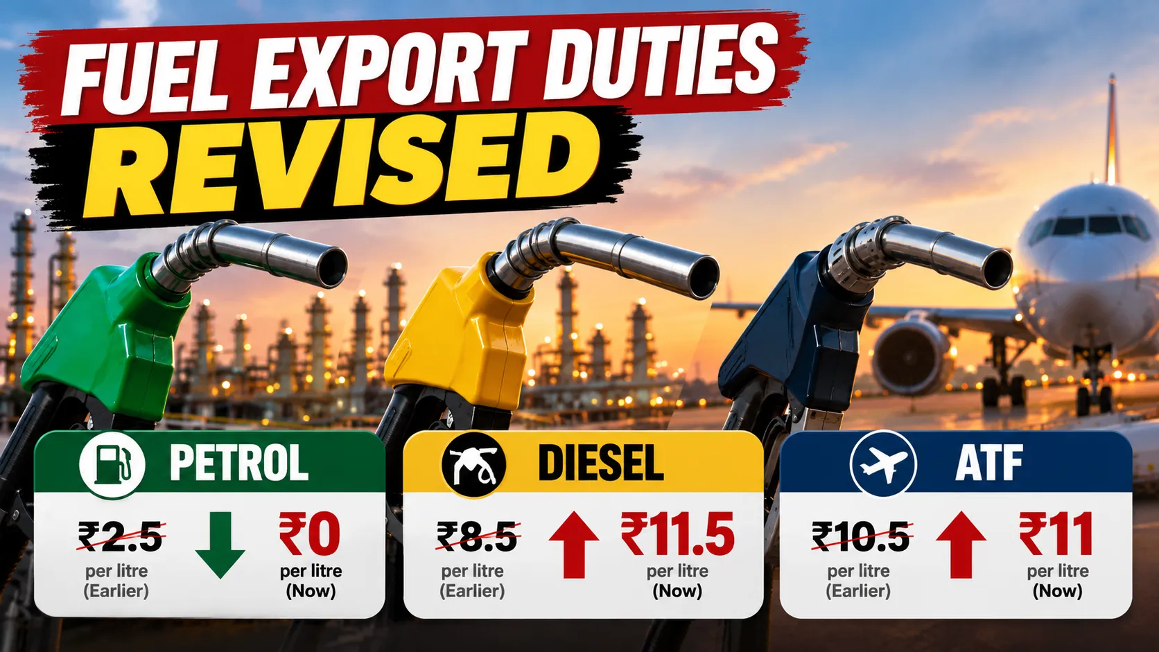 Centre scraps petrol export duty, hikes levies on diesel and ATF