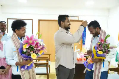 Golden Moment: Odisha Sports Minister felicitates Asian Games gold medalists Amit Rohidas and Shilanand Lakra
