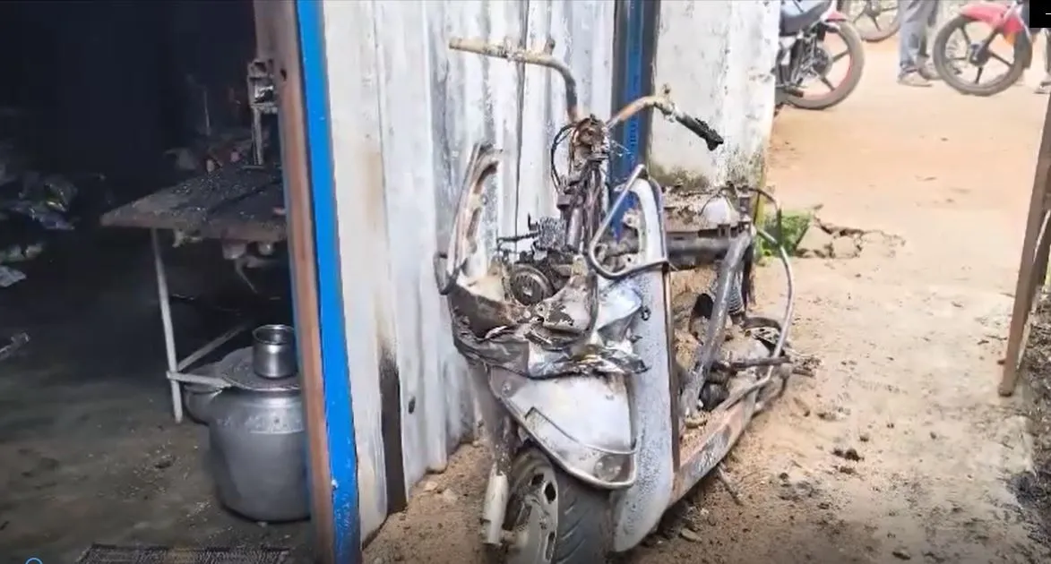 Fire destroys scooter, damages shop property; Chitrakonda police investigate