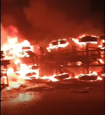 Two critically injured in truck collision and fire in Jaleswar