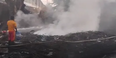 Massive fire breaks out at scrap Godown in Jeypore