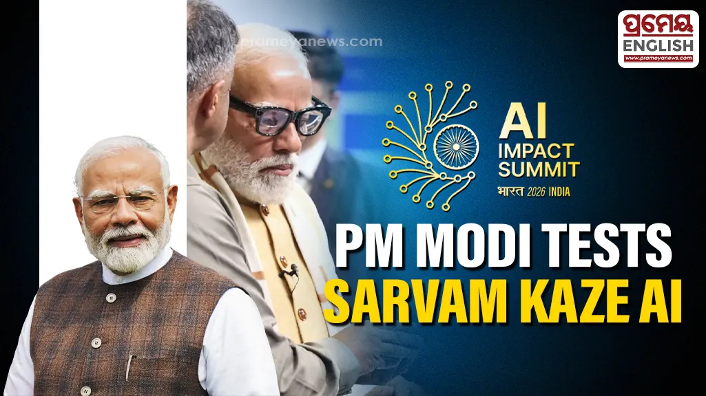 Prime Minister Modi tests indigenous Sarvam Kaze AI smart-glass at New Delhi technology summit