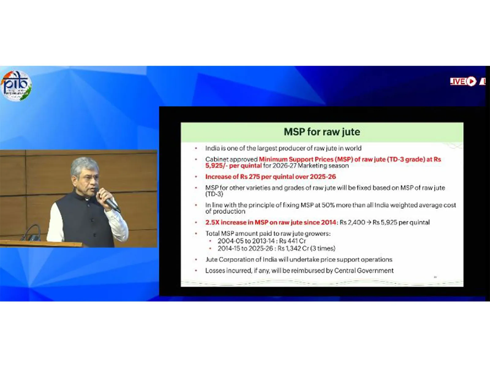 Cabinet approves MSP for Raw Jute for 2026-27 Season