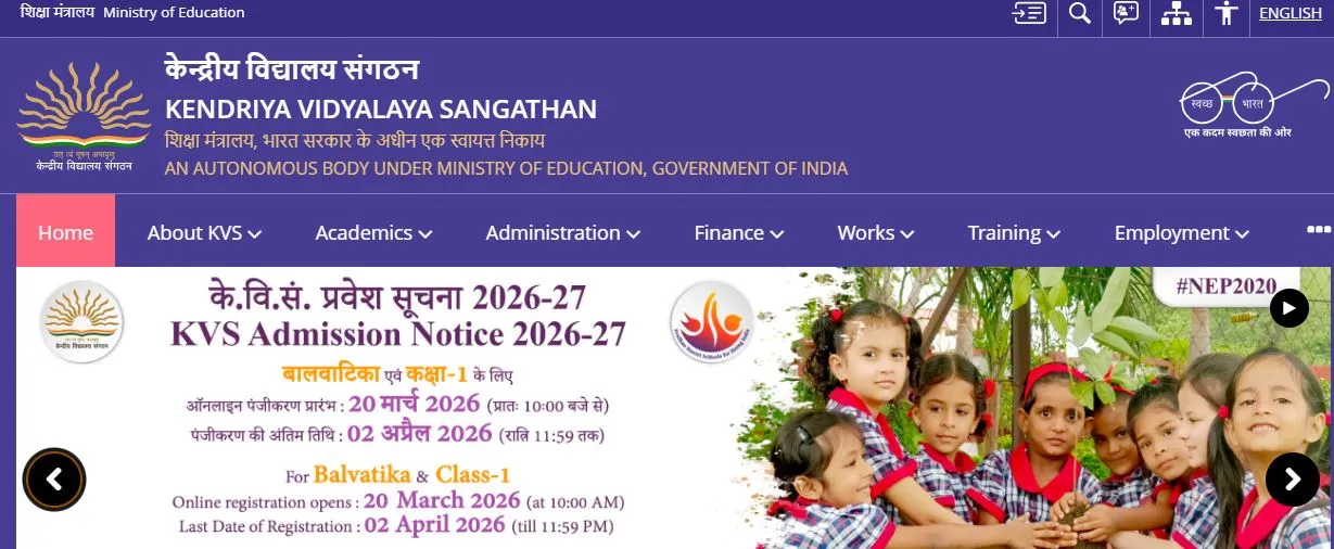 Online registration for KVS admission 2026-27 opens today for Class 1 and Balvatika students