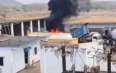 Massive fire engulfs Tata Motors workshop in Athagarh; firefighting underway
