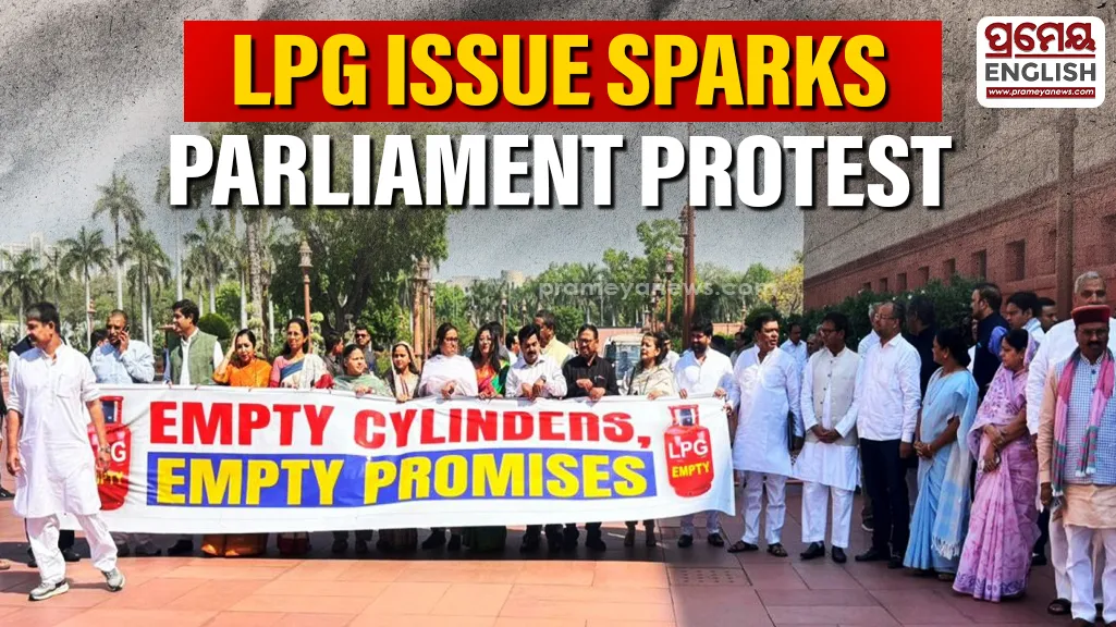 Opposition MPs hold protest in Parliament premises over LPG supply issue
