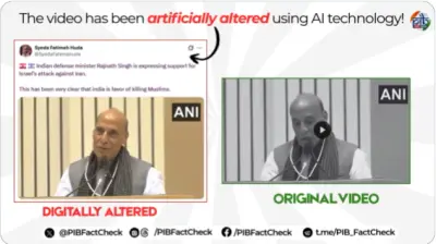 PIB debunks doctored video of Rajnath Singh extending support to Israel during West Asia conflict
