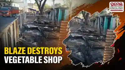 Sudden blaze destroys vegetable shop at Amapani bus stand
