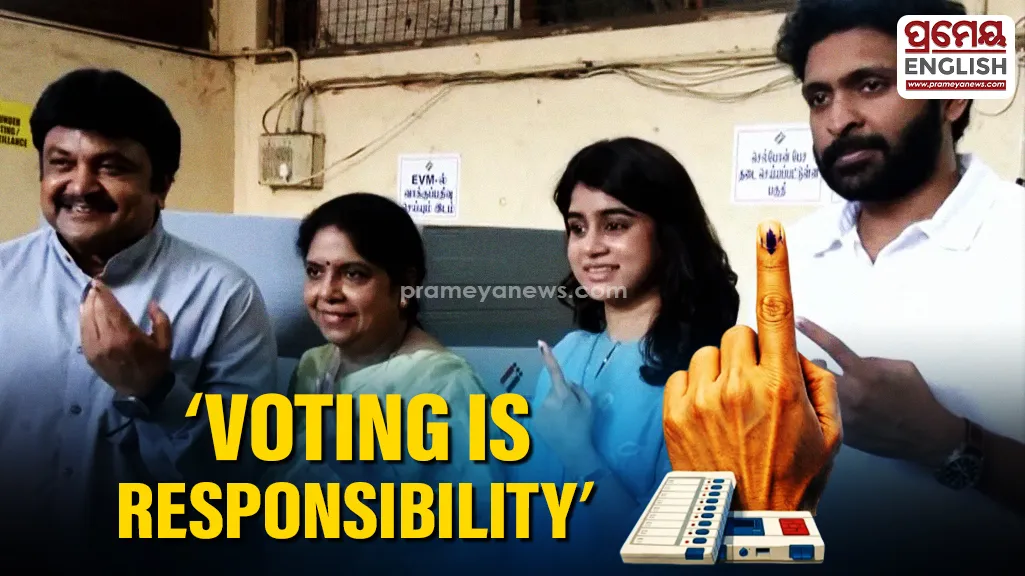 Prabhu and Vikram at polling booths