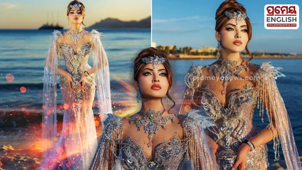 Urvashi turns heads in crystal-studded silver gown at Cannes