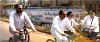 Three Orissa High Court Judges cycle to Court to promote fuel conservation