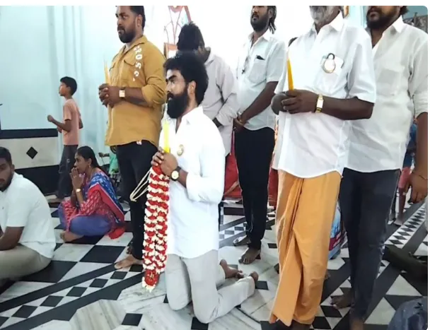 TVK Worker Fulfills Vow at Velankanni Basilica After Vijay’s Assembly Election Triumph