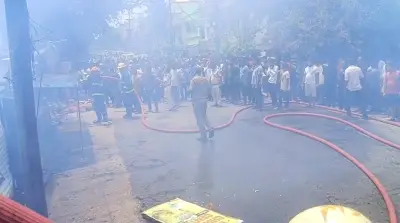 Hotel Ruchi engulfed in flames after suspected gas cylinder blast