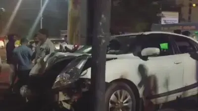 High-speed accident leaves driver trapped; traffic post destroyed