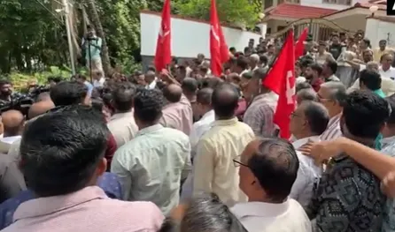 CPI(M) workers protest in Kannur following ED raid on Pinarayi Vijayan's residence
