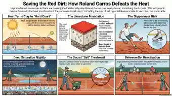 French Open groundskeepers deploy salt compound to protect dry courts from intense Paris heatwave