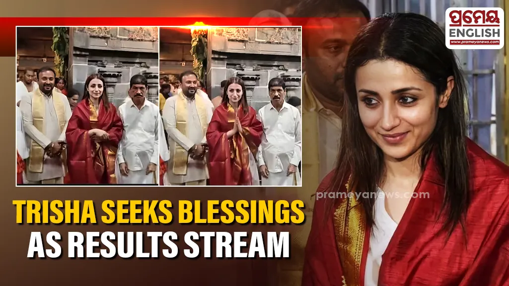 Trisha Krishnan Seeks Blessings at Tirupati While Tamil Nadu Election Results Stream In