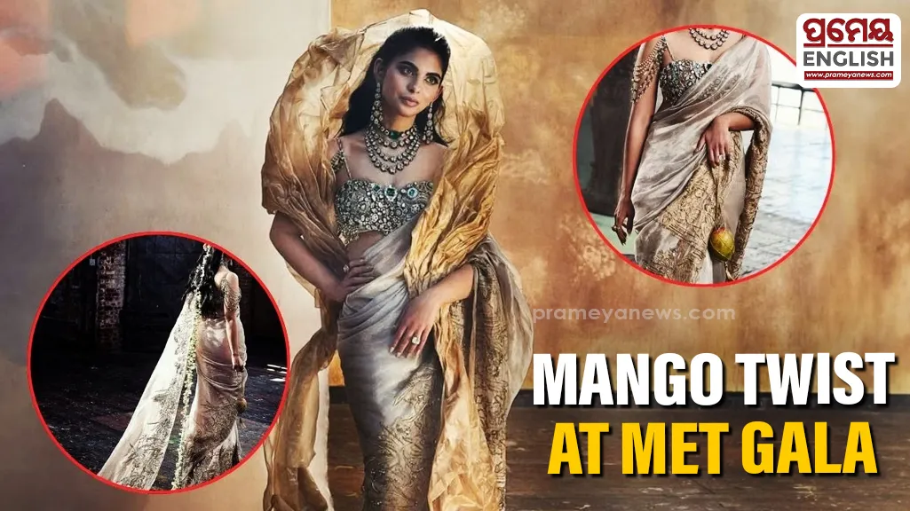 Met Gala 2026: Isha Ambani brings touch of art in sculpted Gaurav Gupta sari, carries mango in hand