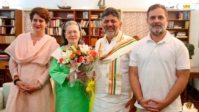 Karnataka CM DK Shivakumar meets Rahul Gandhi, Sonia Gandhi in Delhi