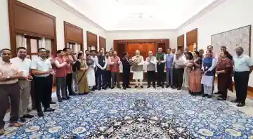 Modi felicitated by PMO officials for historic milestone as India's longest-serving Prime Minister in consecutive terms