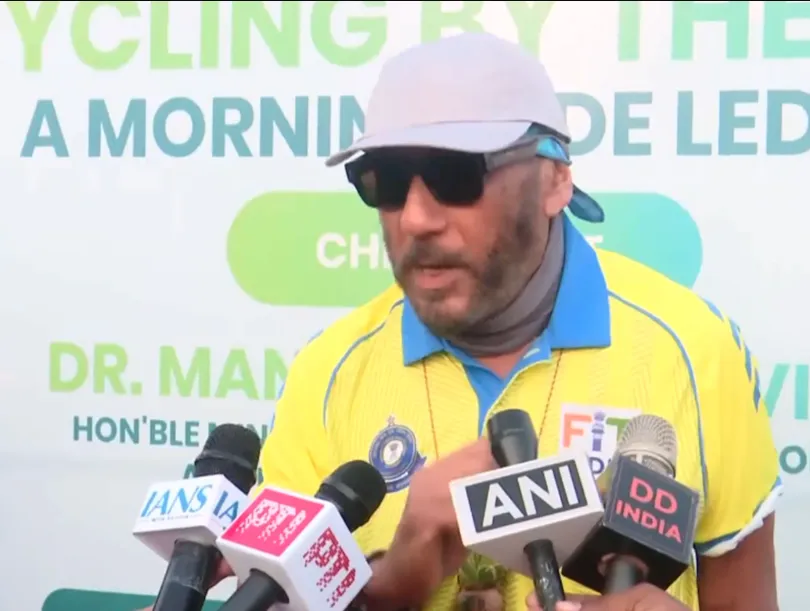 "Fitness is everything," says Jackie Shroff as he participates in Fit India Cyclothon in Mumbai